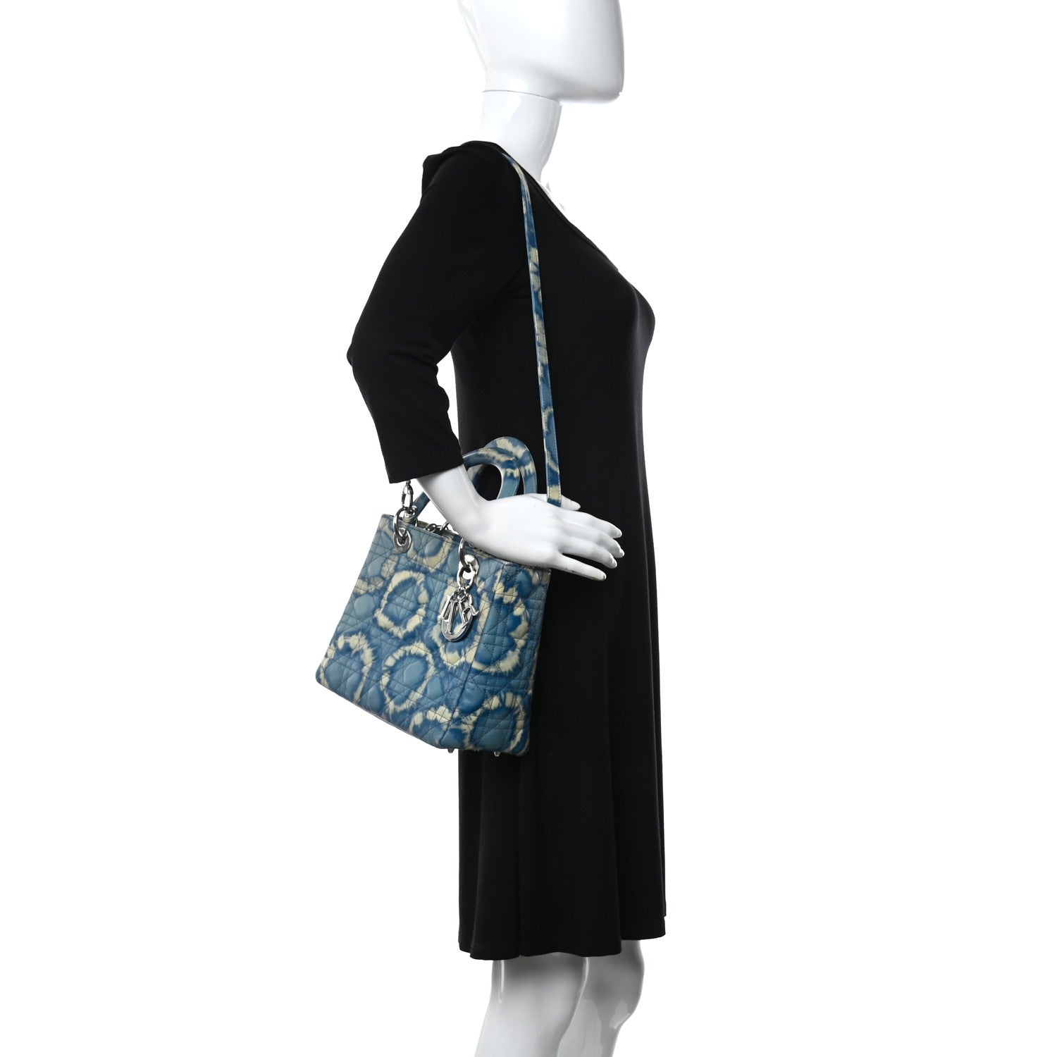 Christian Dior Tie Dye Lambskin Cannage Medium Lady Dior Blue 3 of 10