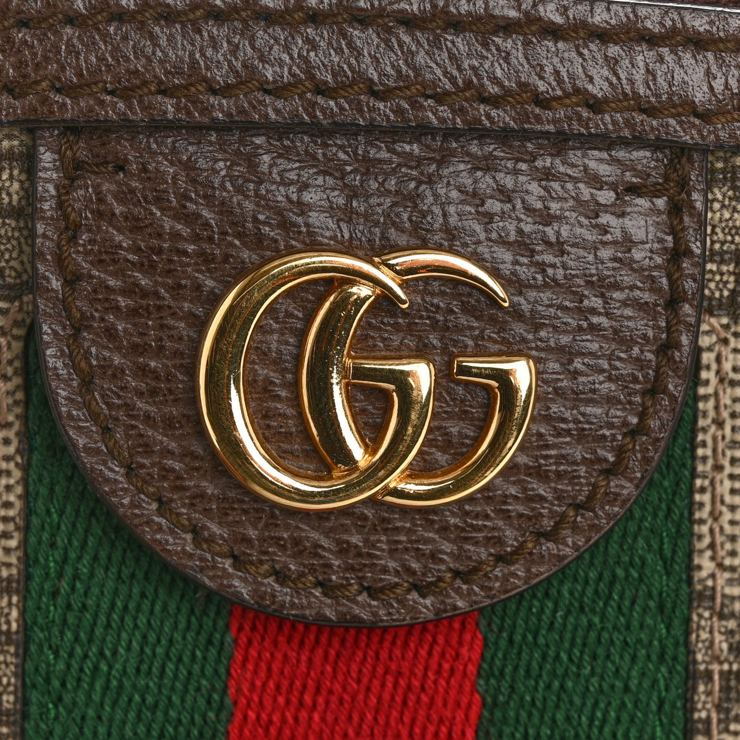 GG Supreme Monogram Textured Dollar Calfskin Web Small Ophidia Dome Shoulder Bag Beige Ebony New Acero