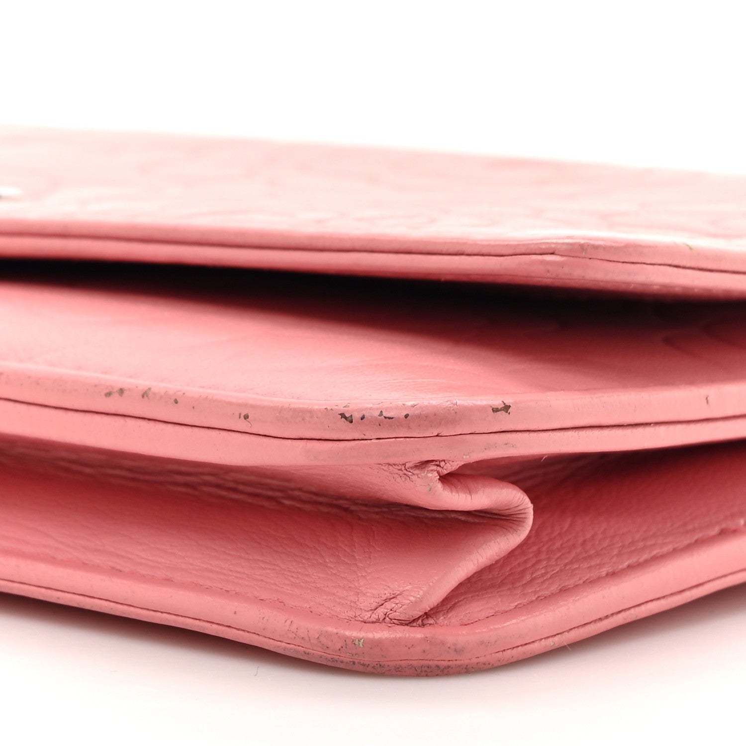 Chanel Lambskin Camellia Embossed Wallet on Chain WOC Pink 10 of 19