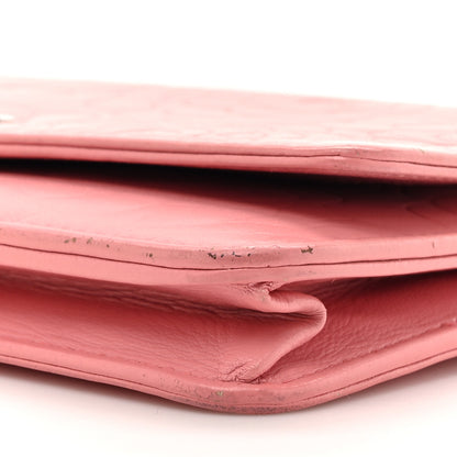 Chanel Lambskin Camellia Embossed Wallet on Chain WOC Pink 10 of 19