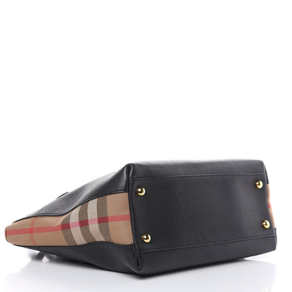 Burberry Derby Calfskin House Check Medium Welburn Tote Black 4 of 13