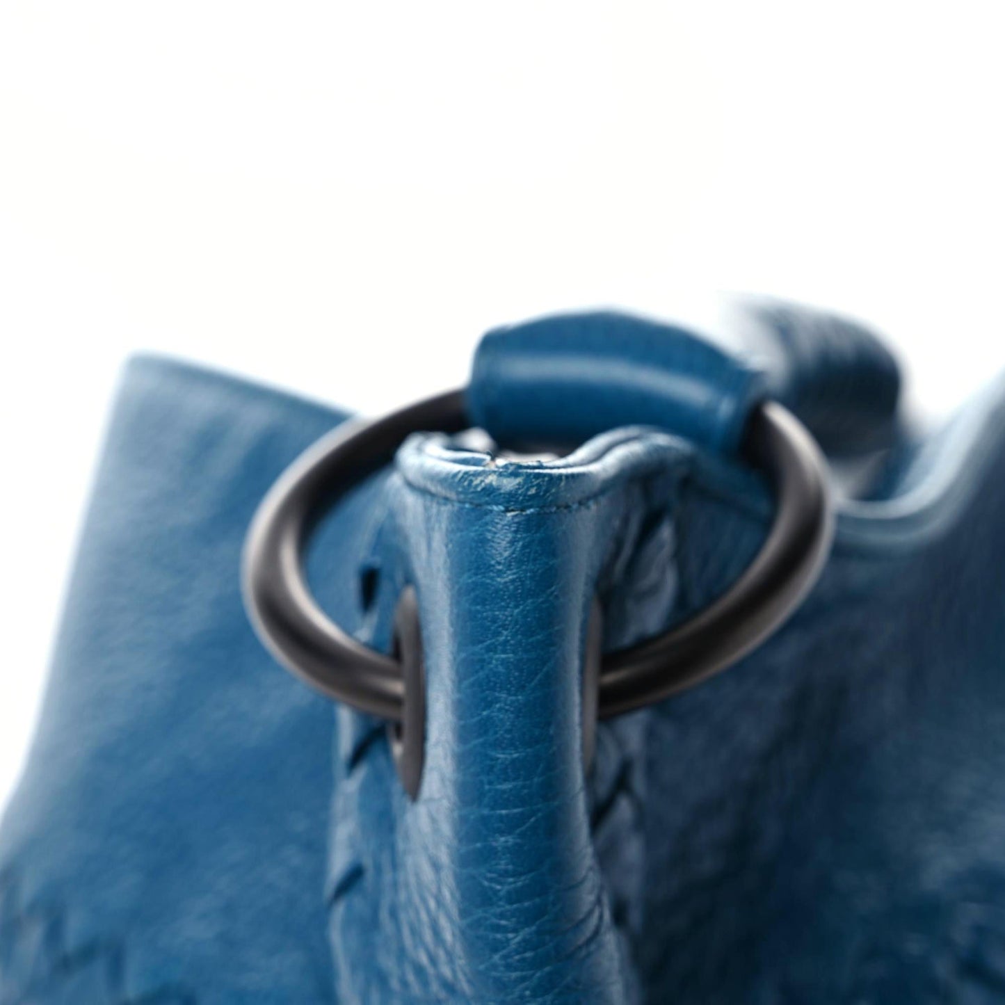 Washed Cervo Deerskin Large Hobo Blue