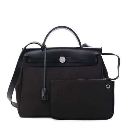 Hermes Military Toile Vache Hunter Herbag Zip Retourne 31 PM Black Ebene 1 of 8