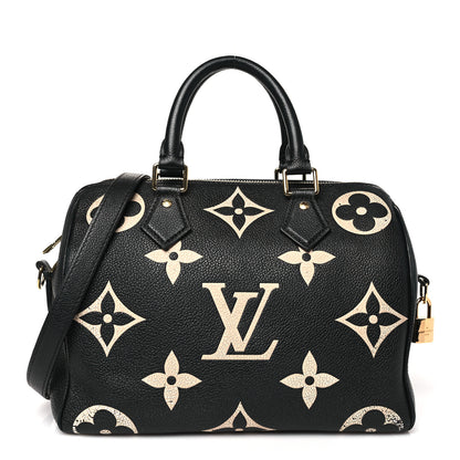 Louis Vuitton Empreinte Monogram Giant Speedy Bandouliere 25 Black Beige 1 of 12