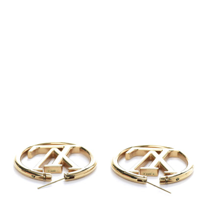 Louis Vuitton Metal Louise Hoop Earrings Gold 4 of 5