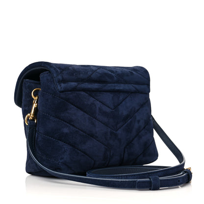 Saint Laurent Suede Toy Loulou Shoulder Bag Deep Marine 3 of 9
