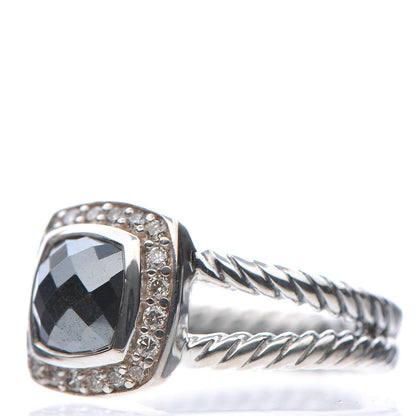 David Yurman Sterling Silver Diamond Hematite 7mm Petite Albion Ring 49 5 3 of 6