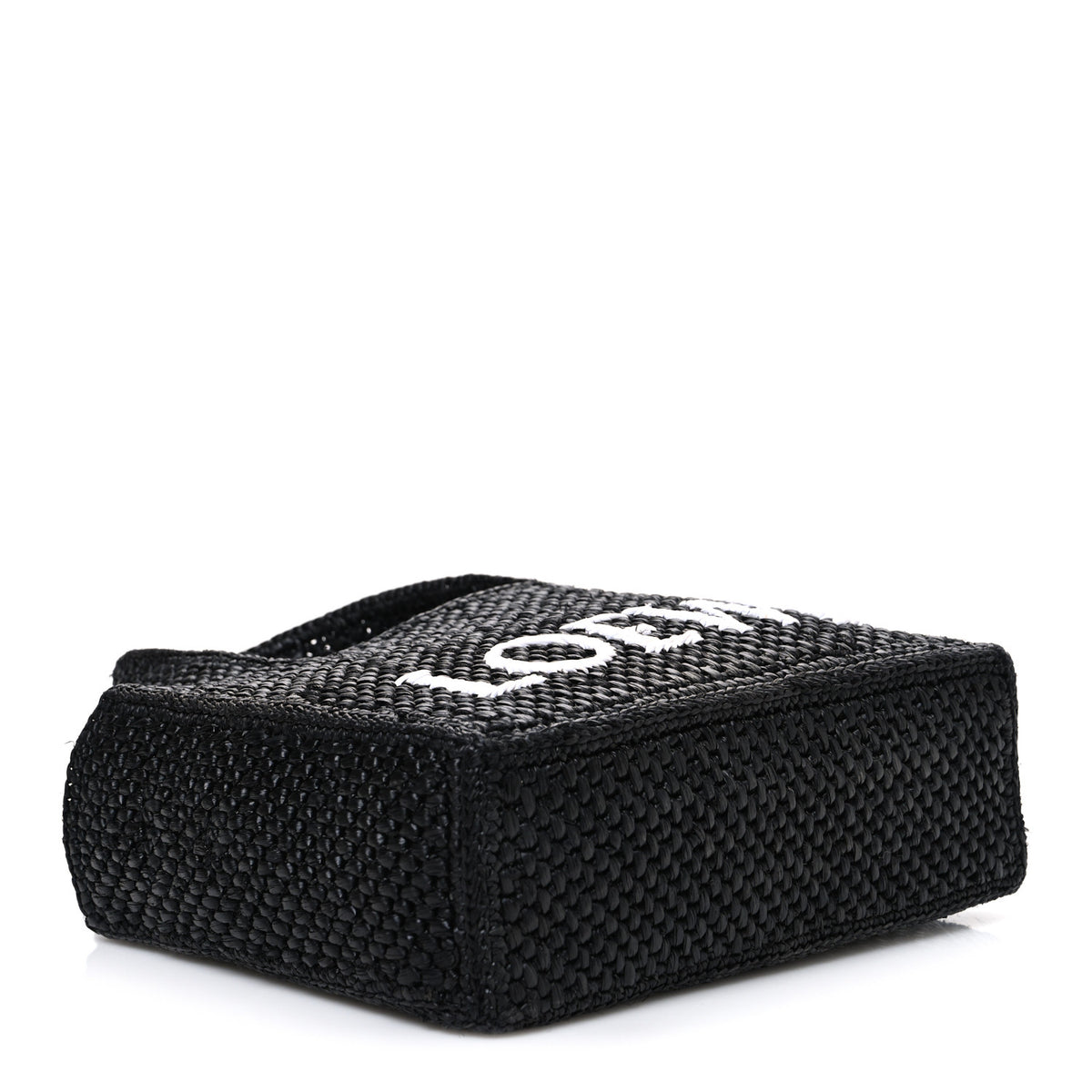 X PAULA'S IBIZA Raffia Mini Font Tote Black