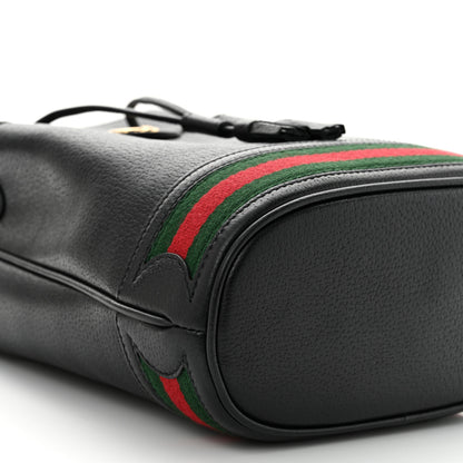 Gucci Glazed Textured Calfskin Web Small Ophidia Bucket Bag Black 9 of 10