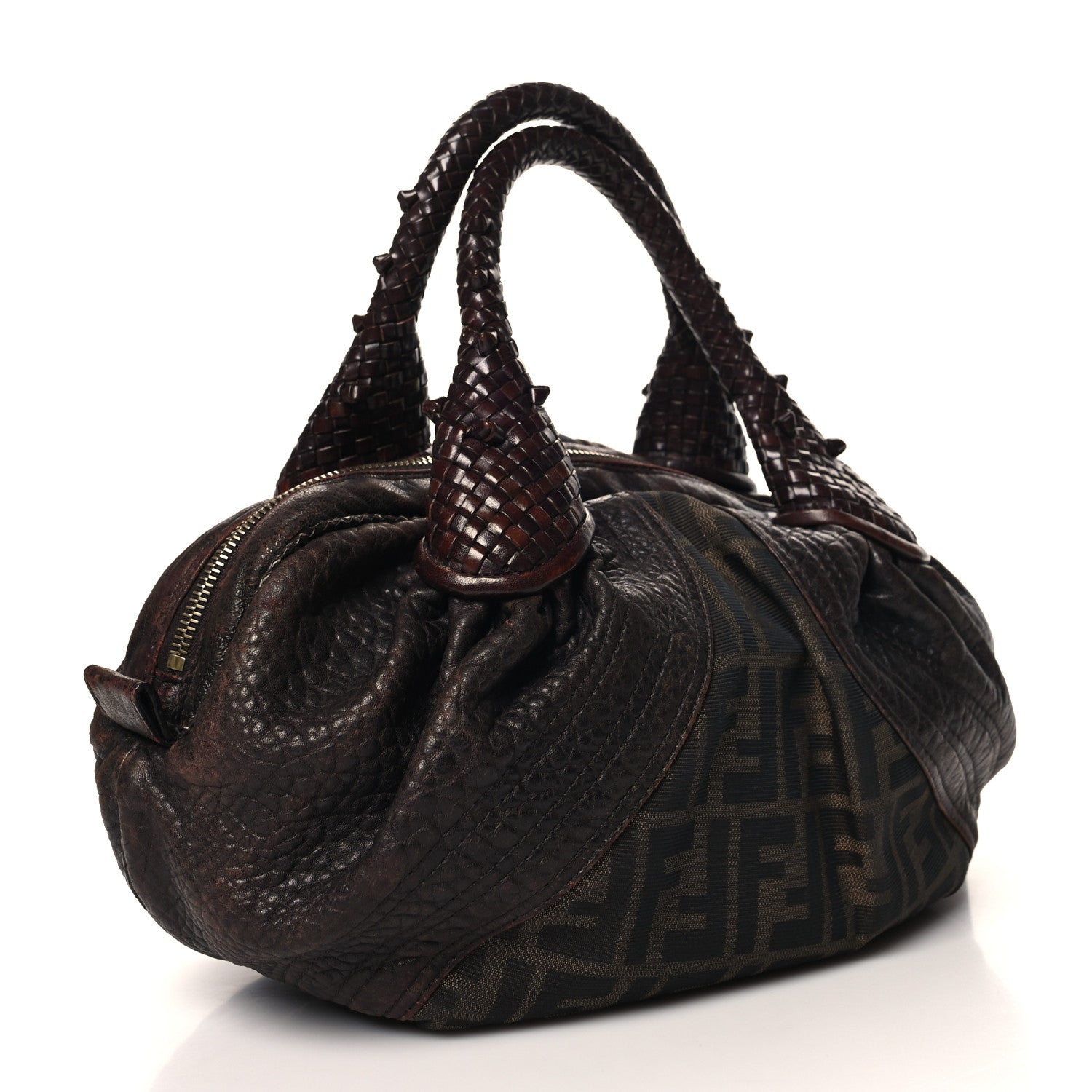 Fendi Zucca Nappa Nuvolata Vitello Tortuga Spy Bowler Tobacco Moro 3 of 10
