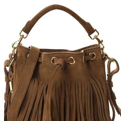 Saint Laurent Suede Calfskin Small Emmanuelle Fringe Bucket Bag Light Ocre 9 of 9