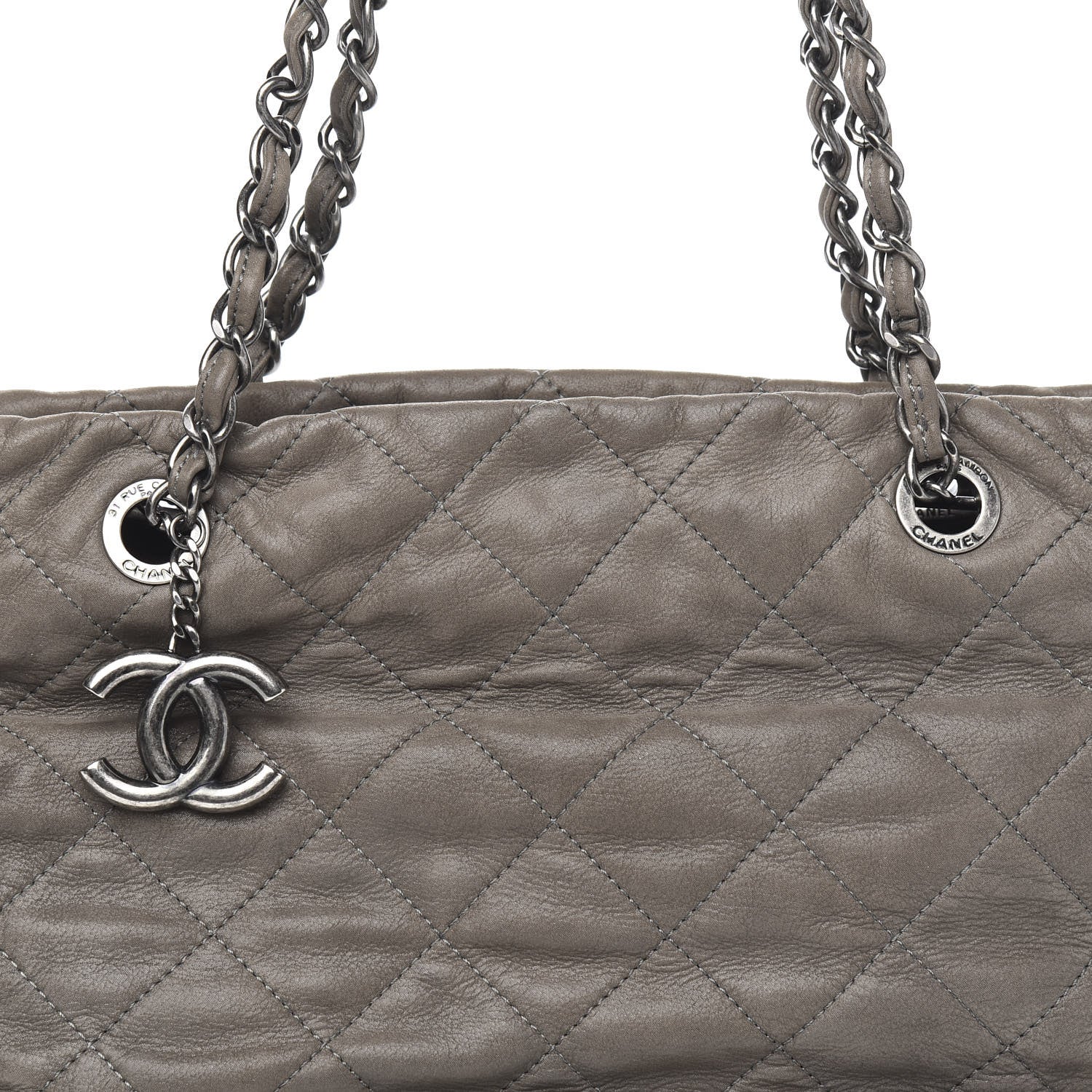 Chanel Iridescent Calfskin Quilted VIP Shopping Tote Grey 9 of 9