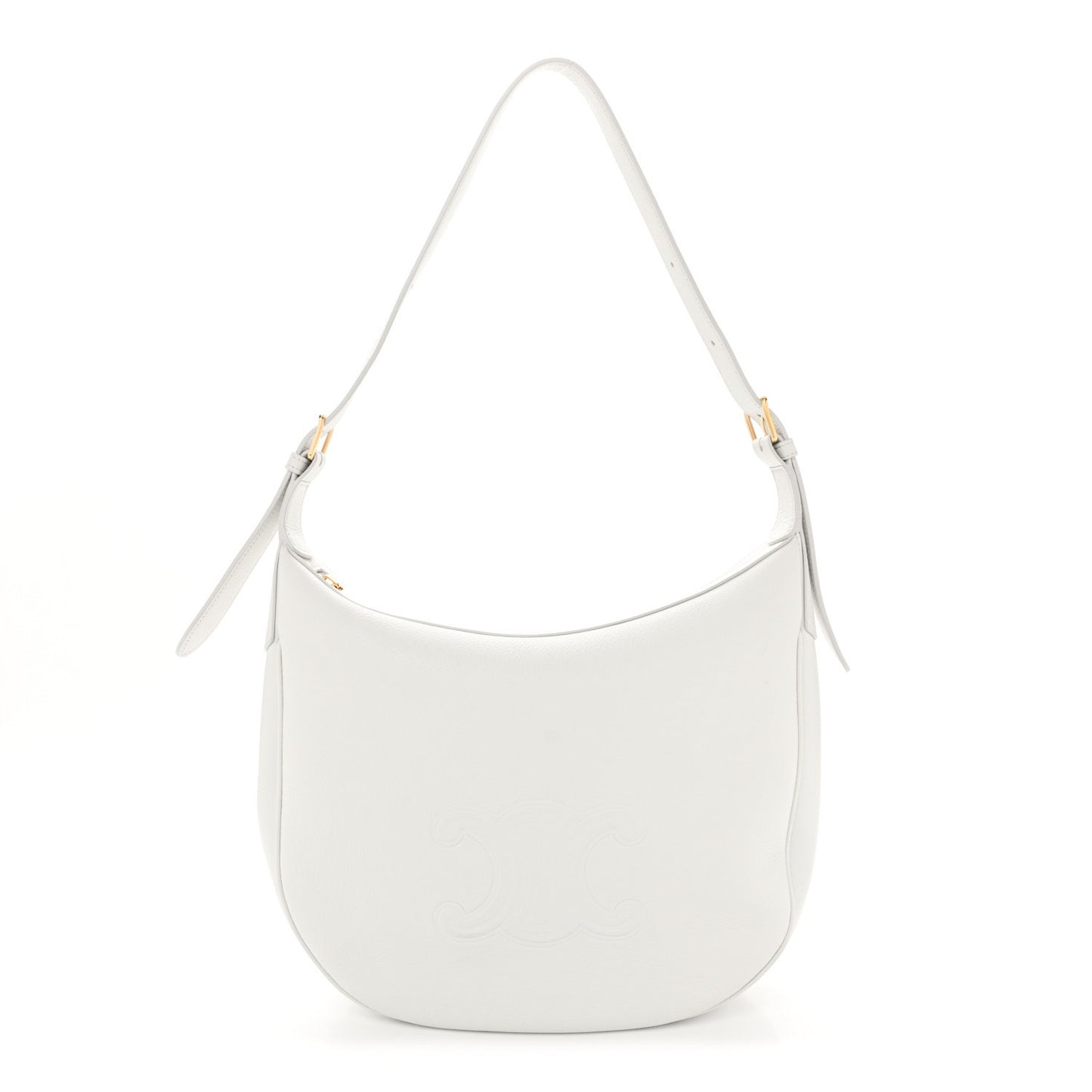 Supple Calfskin Cuir Triomphe Heloise Shoulder Bag Light Stone