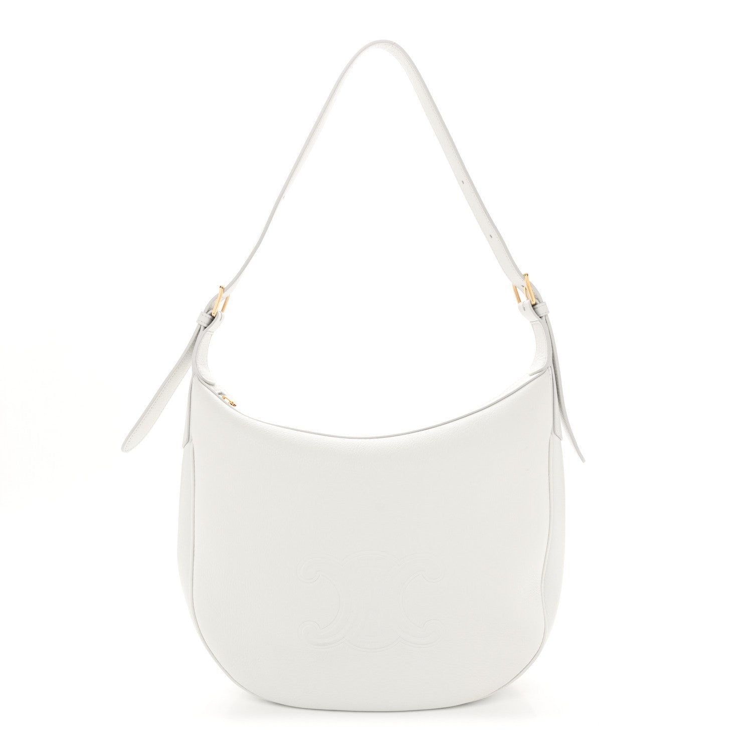 Celine Supple Calfskin Cuir Triomphe Heloise Shoulder Bag Light Stone 1 of 12