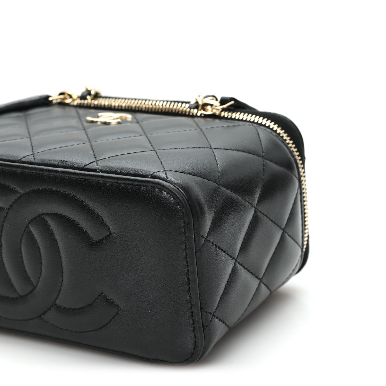 Chanel Lambskin Quilted Small Top Handle Vanity Case With Chain Black 11 of 12