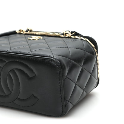 Chanel Lambskin Quilted Small Top Handle Vanity Case With Chain Black 11 of 12