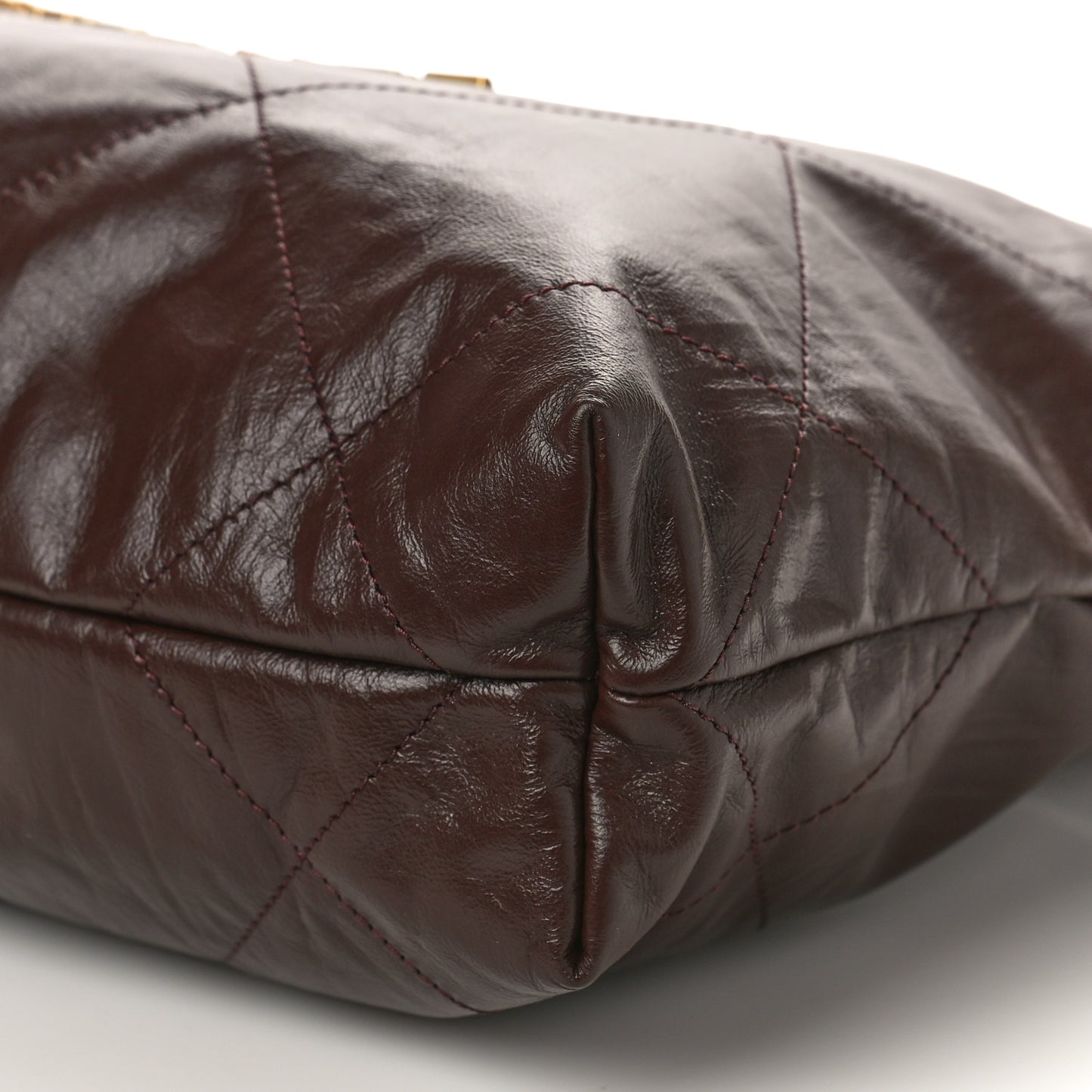 Shiny Calfskin Quilted Small Chanel 22 Brown