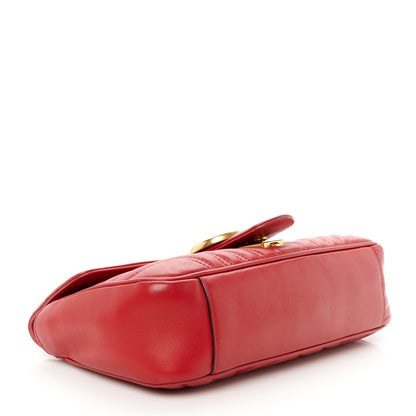 Gucci Calfskin Matelasse Small GG Marmont Shoulder Bag Hibiscus Red 4 of 11