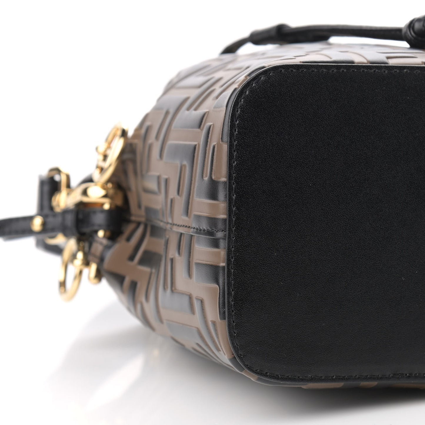 Vitello Liberty F is Fendi Bi-Color FF 1974 Embossed Mini Mon Tresor Bucket Bag Maya Black