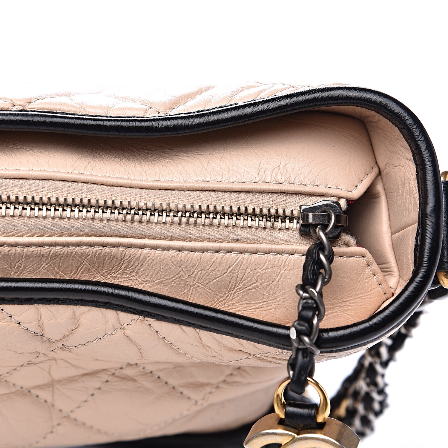 Chanel Aged Calfskin Quilted Medium Gabrielle Hobo Beige Black 11 of 17