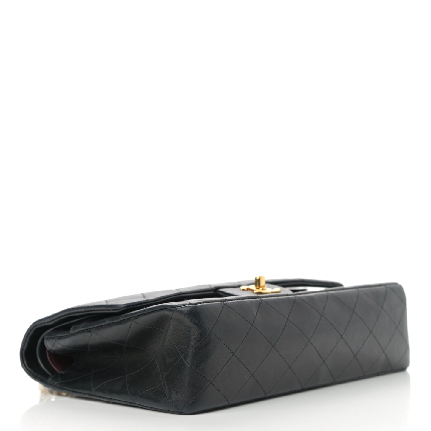 Lambskin Quilted Medium Double Flap Black