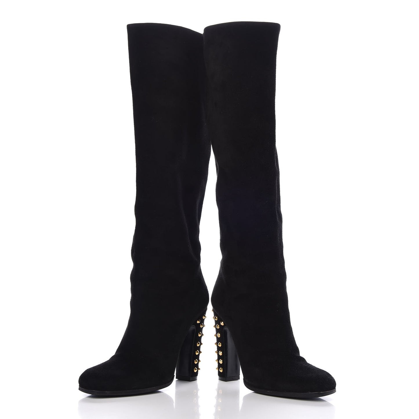 Suede Studded Jacquelyne Knee High Boots 36.5 Black