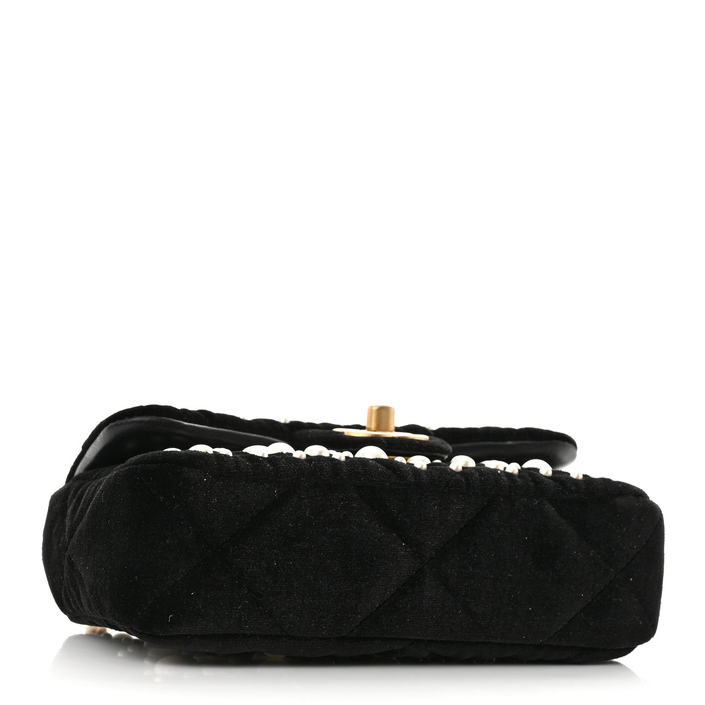 Velvet Pearl Mini Flap Bag Black