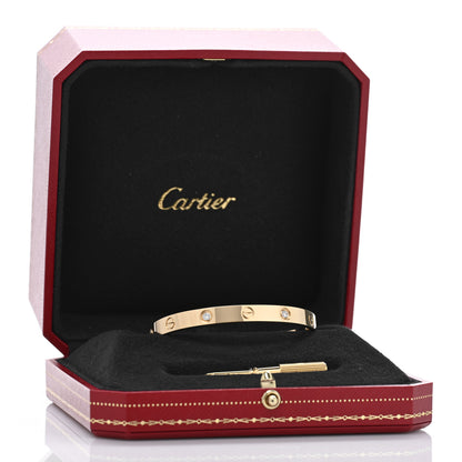 Cartier 18K Yellow Gold 4 Diamond LOVE Bracelet 17 6 of 6