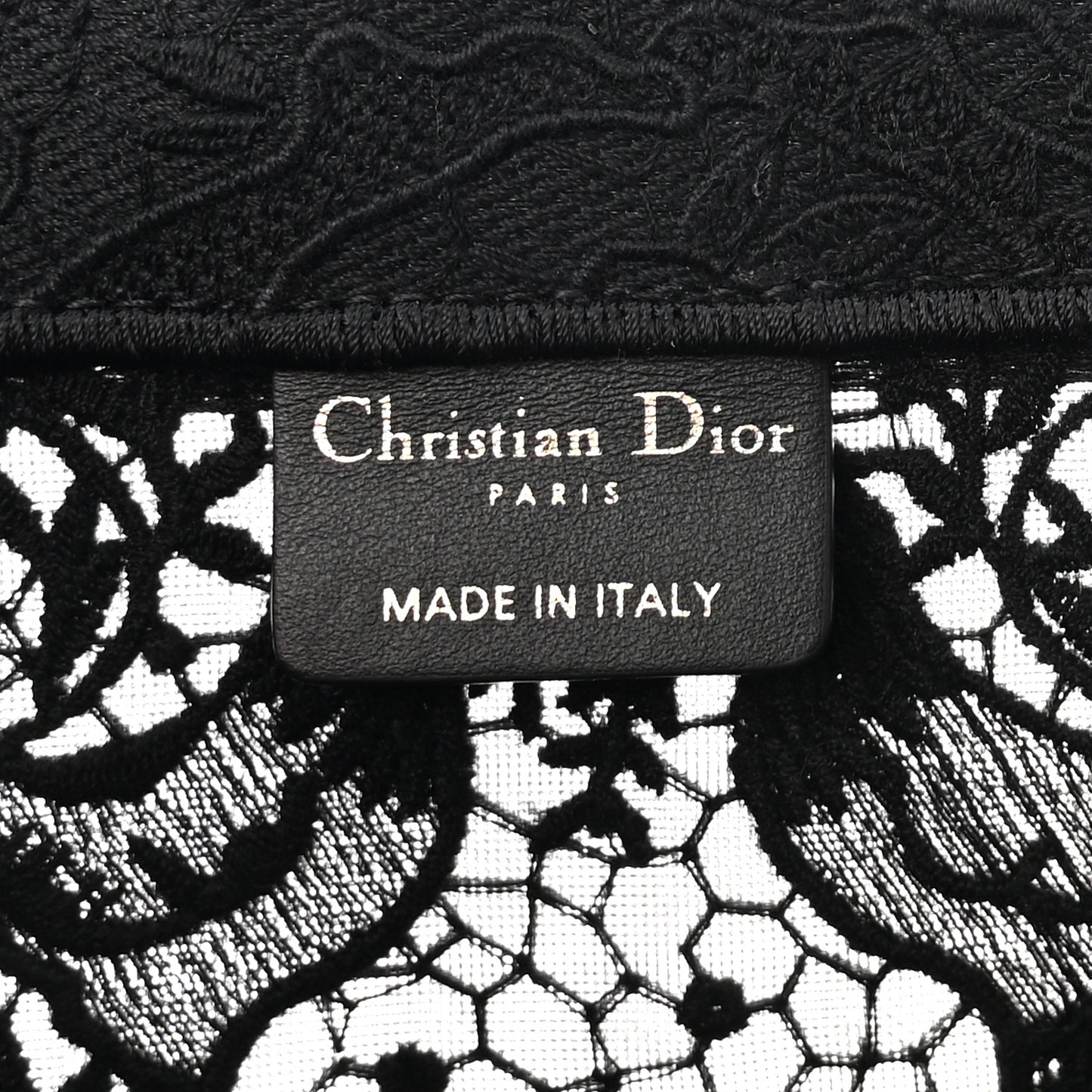 Embroidered 3D Macrame D-Lace Sun Medium Book Tote Black