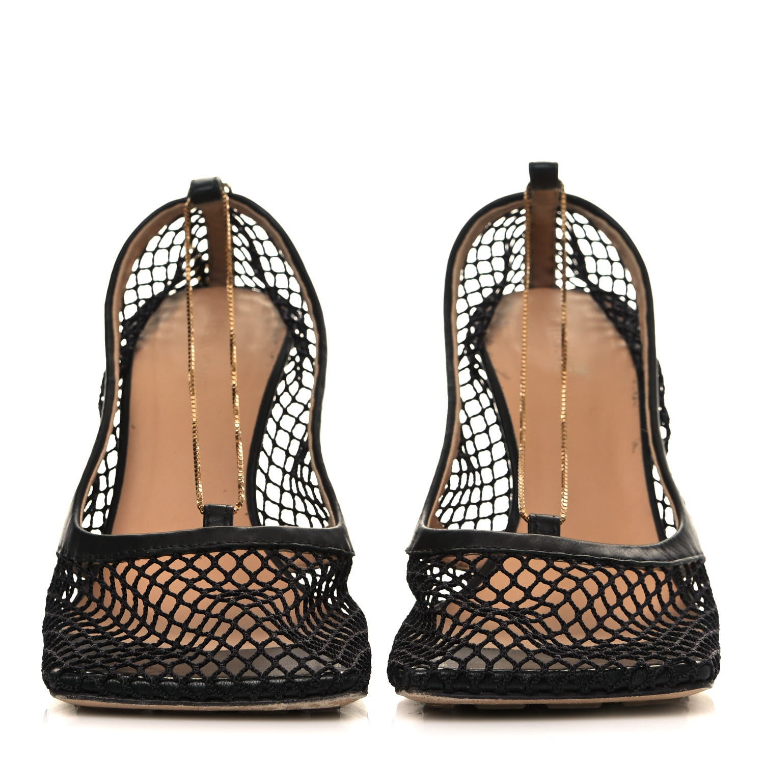 Bottega Veneta Mesh Calfskin Chain Stretch Pumps 38 Black 2 of 9