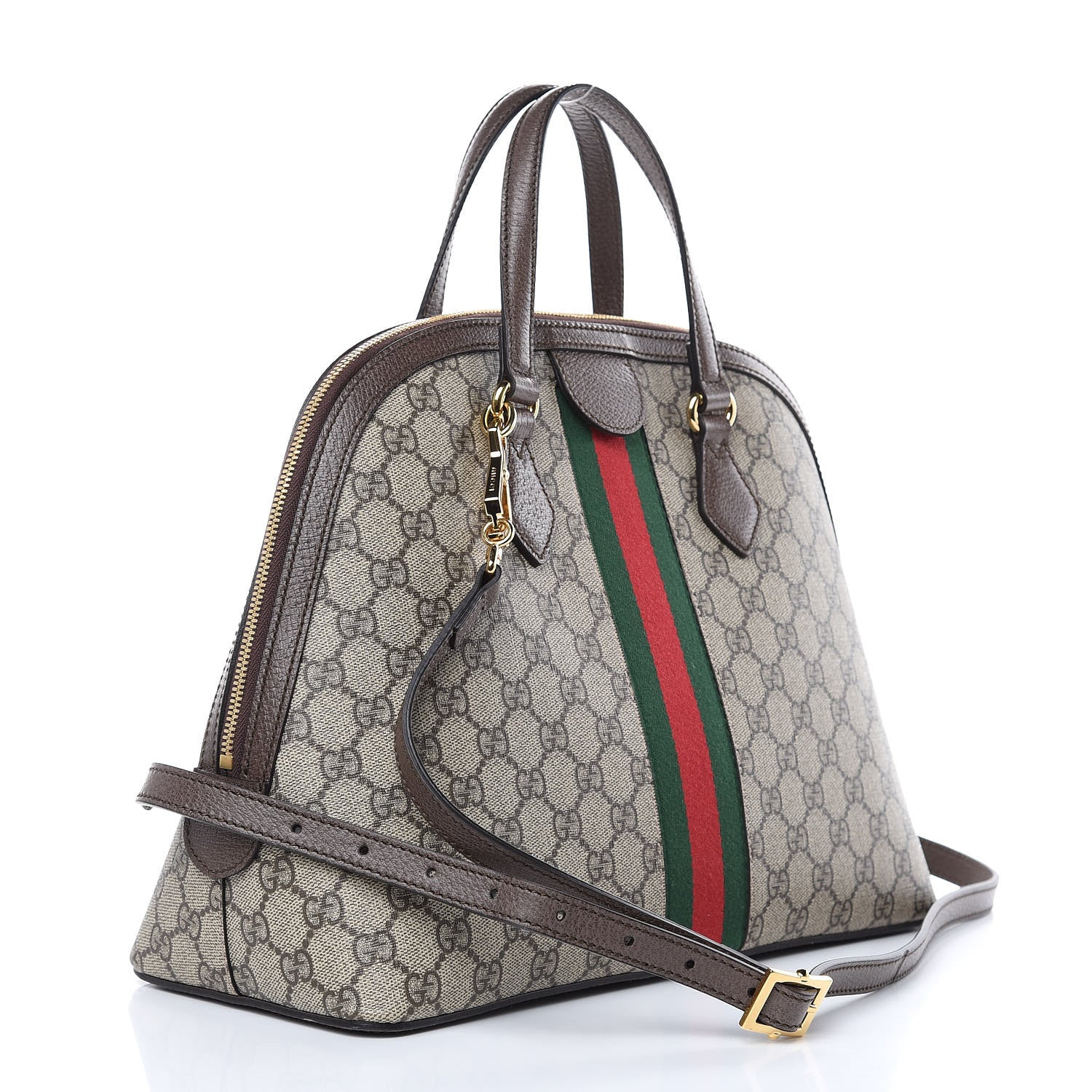 Gucci GG Supreme Monogram Web Medium Ophidia Top Handle Dome Bag Brown 3 of 11
