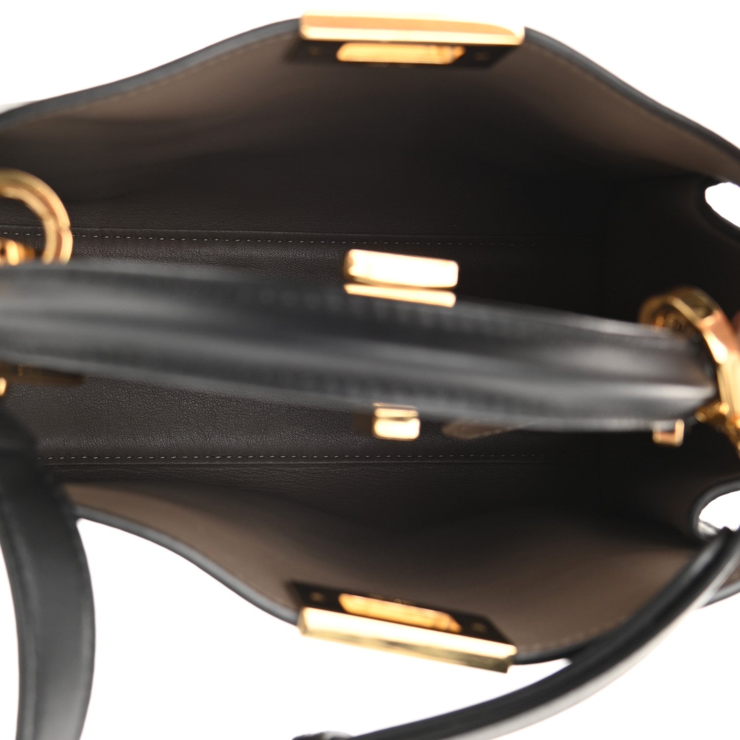 Fendi Vitello Tahiti Burro Medium Peekaboo Iconic Essentially Satchel Black Corda 5 of 11