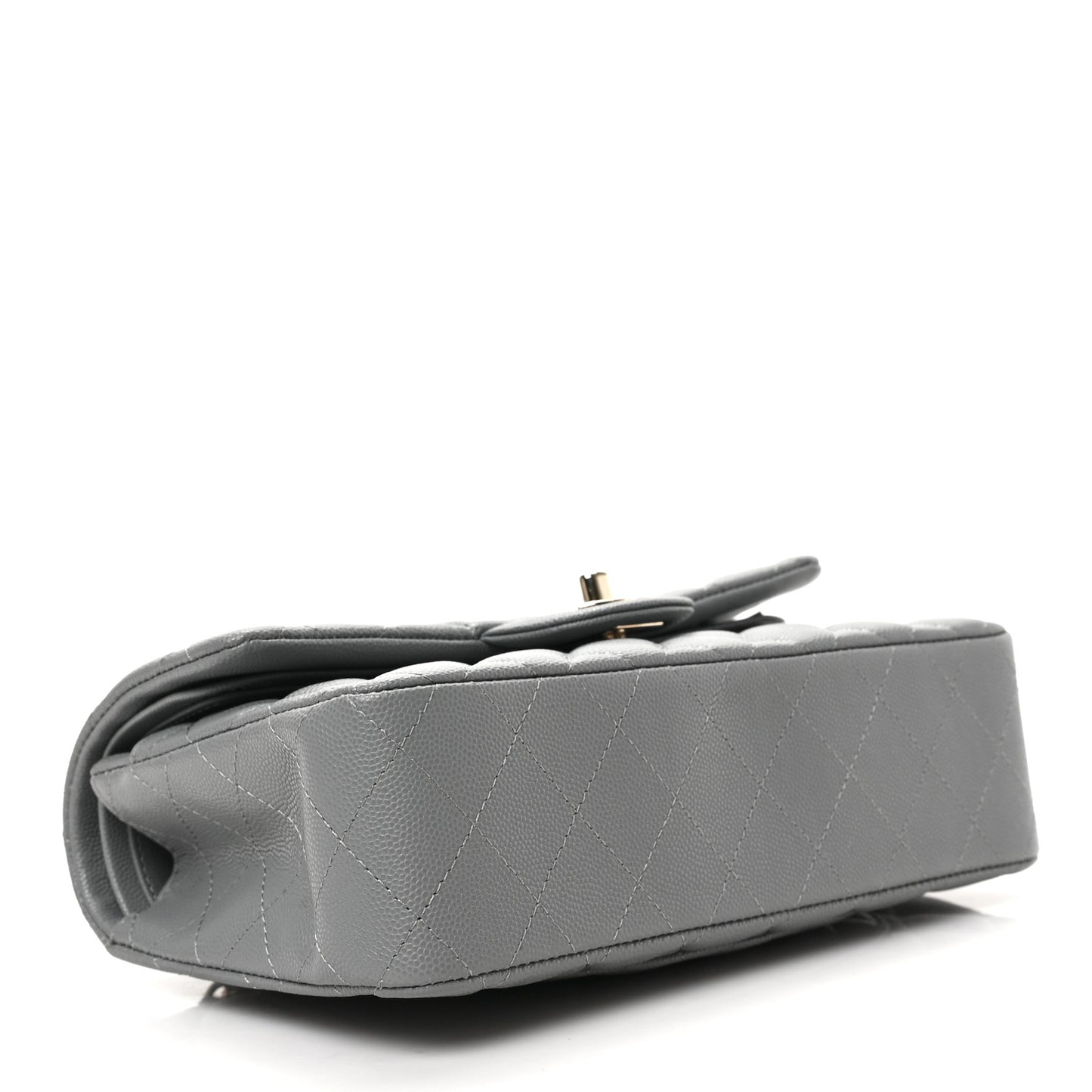 Caviar Quilted Small Double Flap Grey