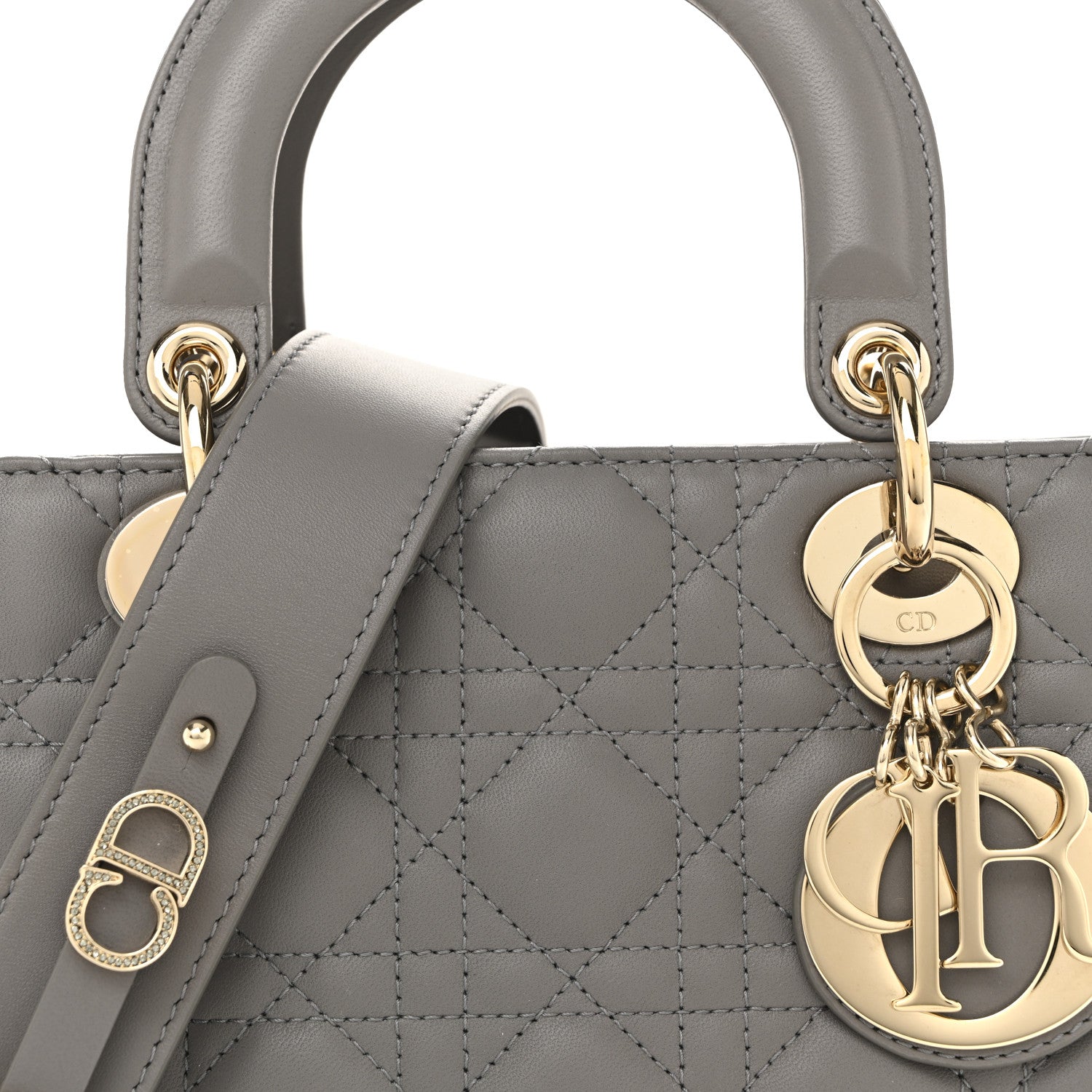 Christian Dior Lambskin Cannage Small My ABCDior Lady Dior Grey