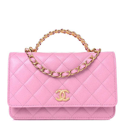 Chanel Shiny Caviar Quilted Pick Me Up Wallet On Chain WOC Pink 1 of 11