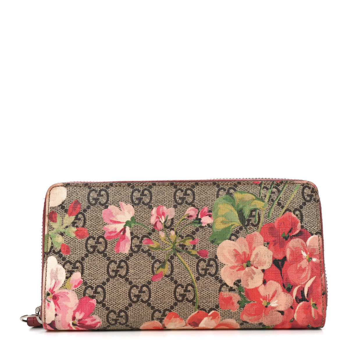 Gucci GG Supreme Monogram Blooms Zip Around Wallet Beige Multicolor Dry Rose 1 of 8