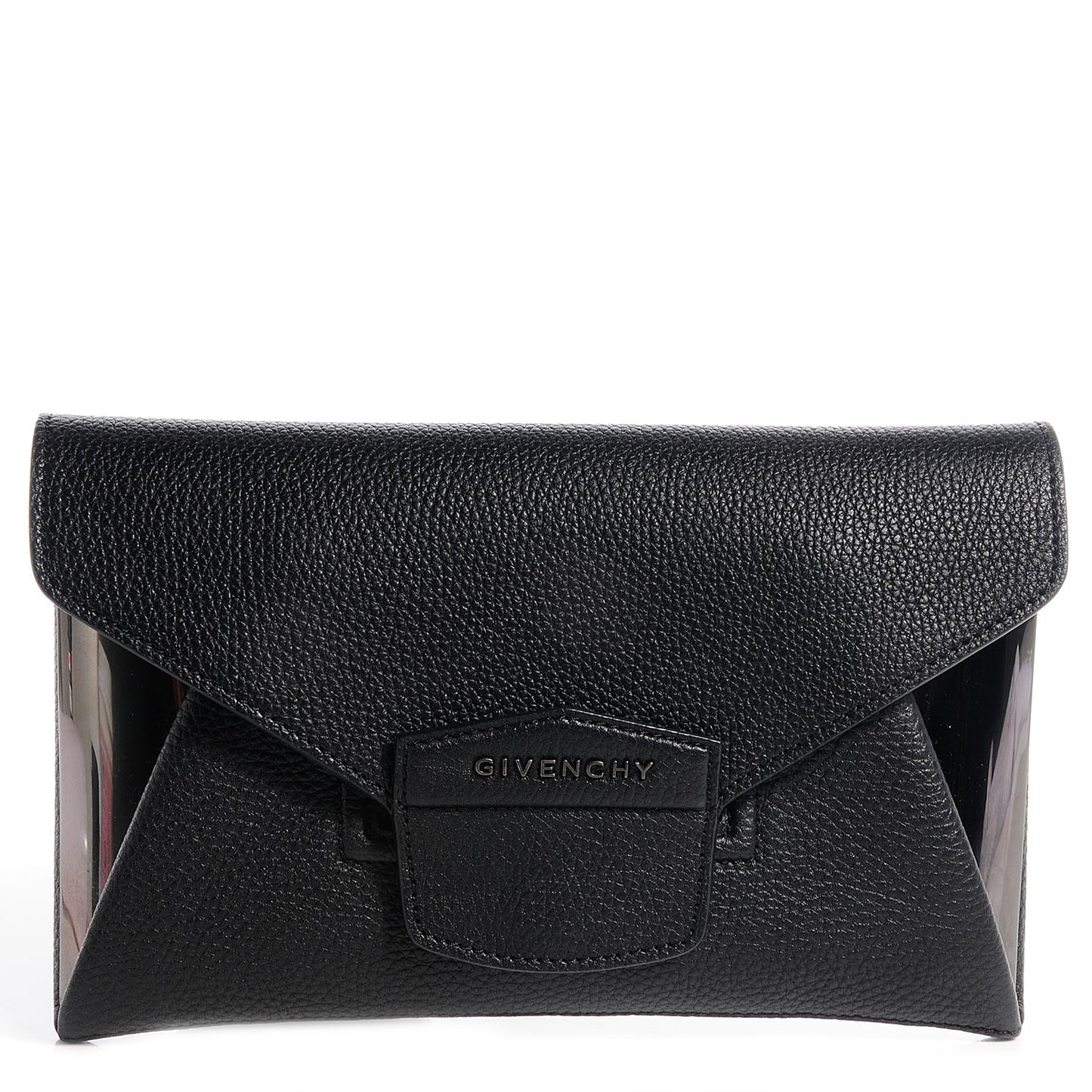 Grained Calfskin Small Antigona Envelope Clutch Black