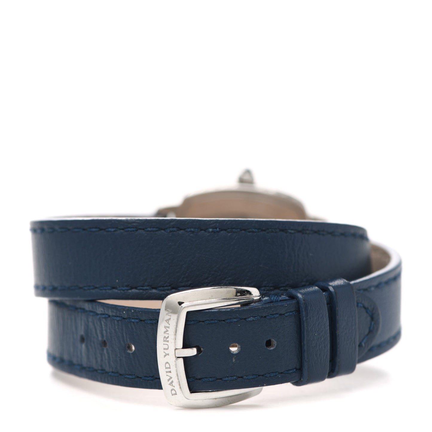 Stainless Steel Calfskin Diamond 27mm Albion Wrap Quartz Watch Navy