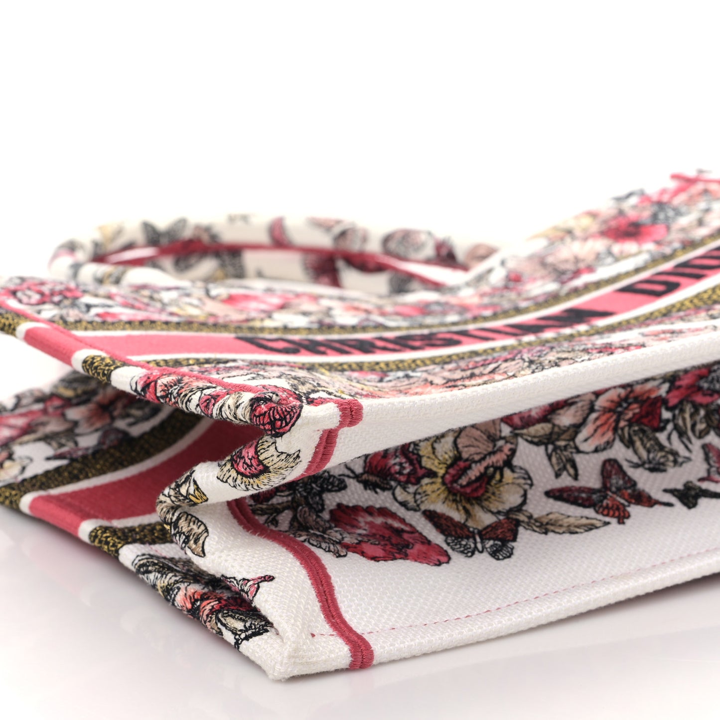 Canvas Embroidered Medium Butterfly Print Book Tote Multicolor