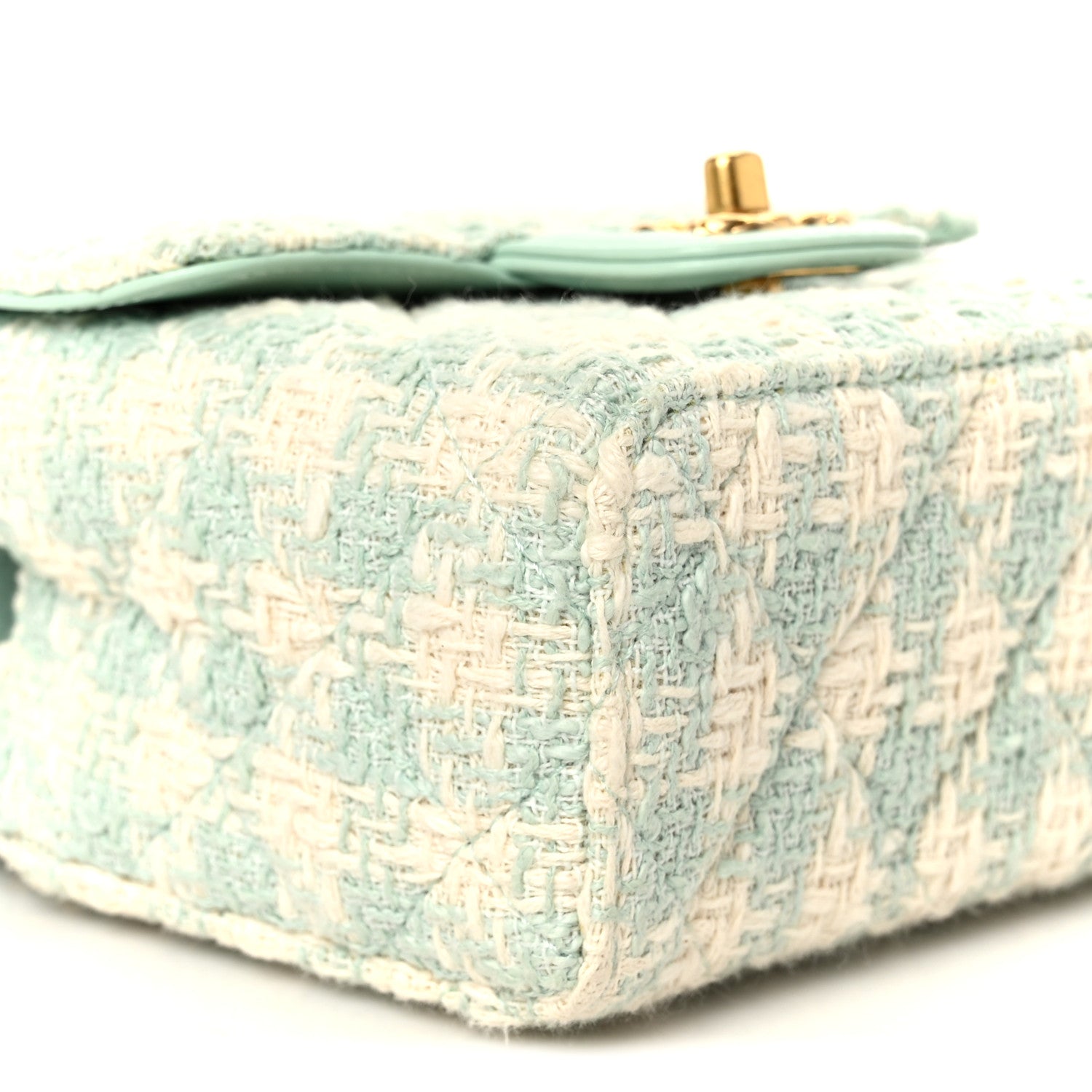 Chanel Tweed Handle Crush Top Handle Flap Bag Light Blue Ecru 10 of 12