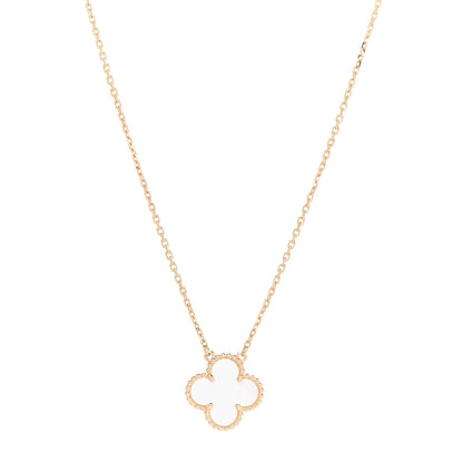 Van Cleef & Arpels 18K Yellow Gold Mother of Pearl Vintage Alhambra Pendant Necklace 1 of 6