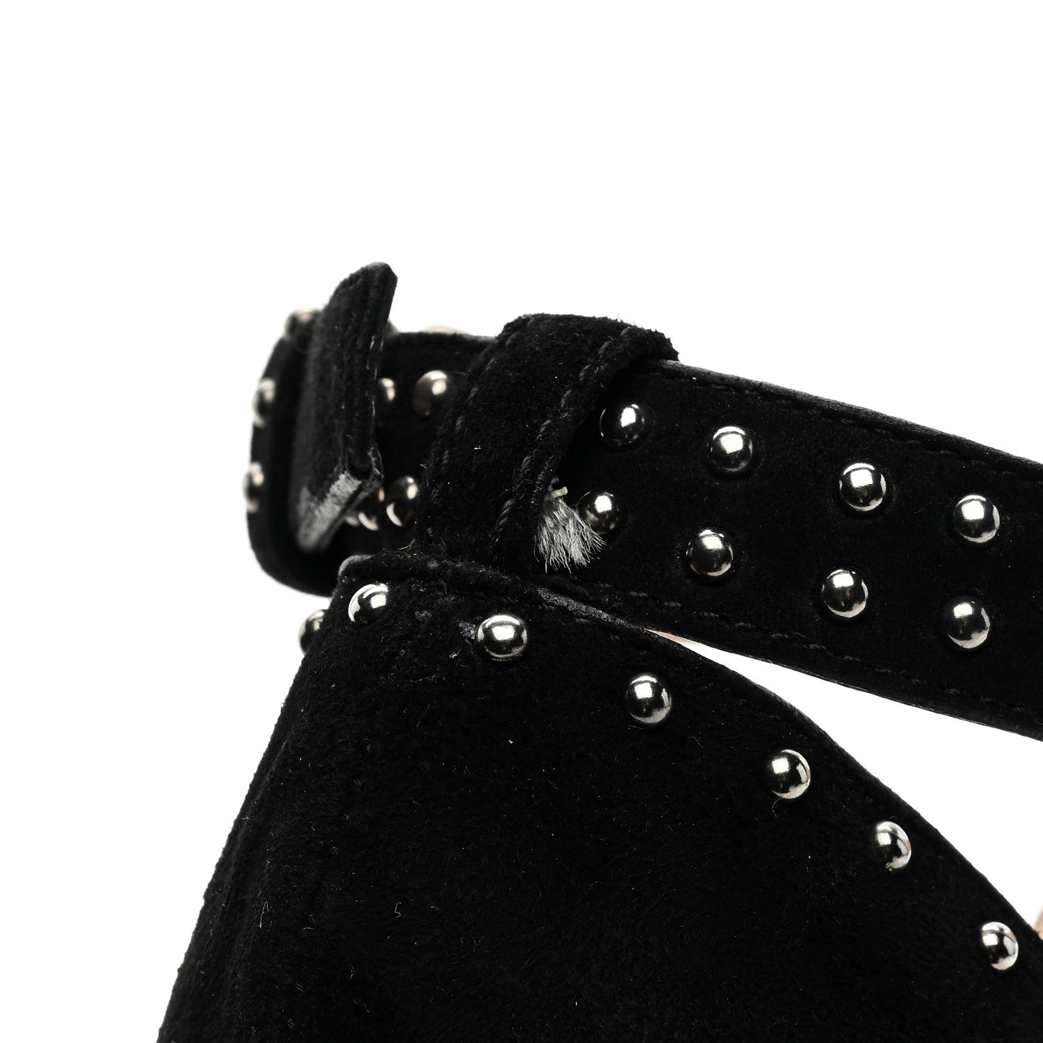Prada Suede Studded Ankle Wrap Sandals 40 Black 9 of 9