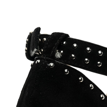 Prada Suede Studded Ankle Wrap Sandals 40 Black 9 of 9