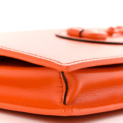 Gucci Azalea Calfskin Enamel Horsebit 1955 Wallet On Chain Deep Orange 9 of 11
