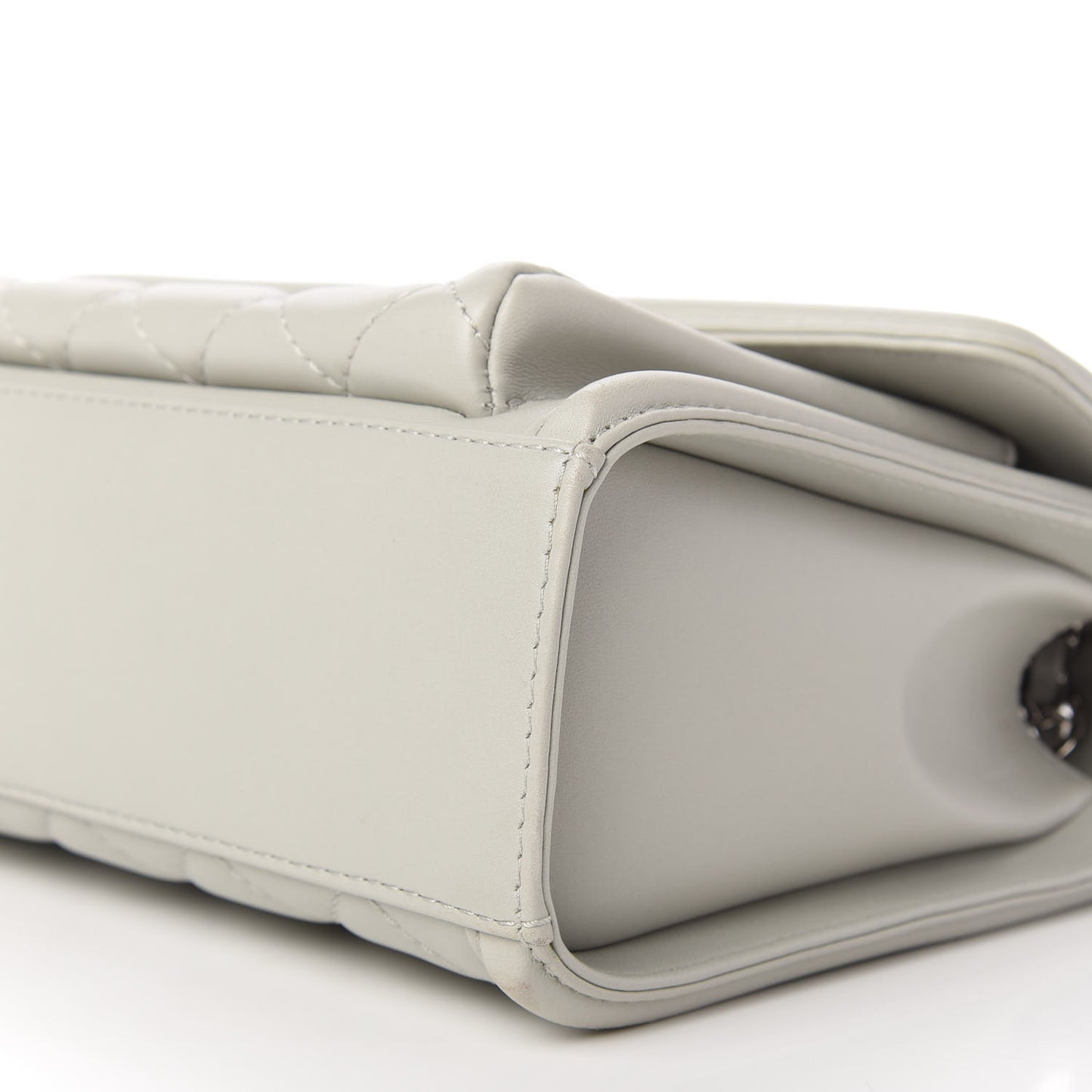 Lambskin Quilted Large Geometric Flap Grey