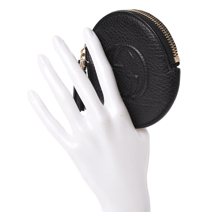 Gucci Pebbled Calfskin Round Coin Purse Black 2 of 7
