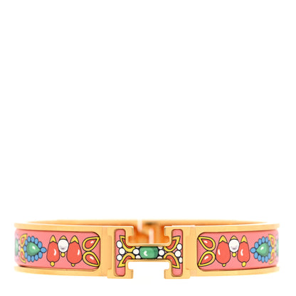 Hermes Enamel Printed Parures de Maharajas Narrow Clic Clac H Bracelet GM Tropique 1 of 5