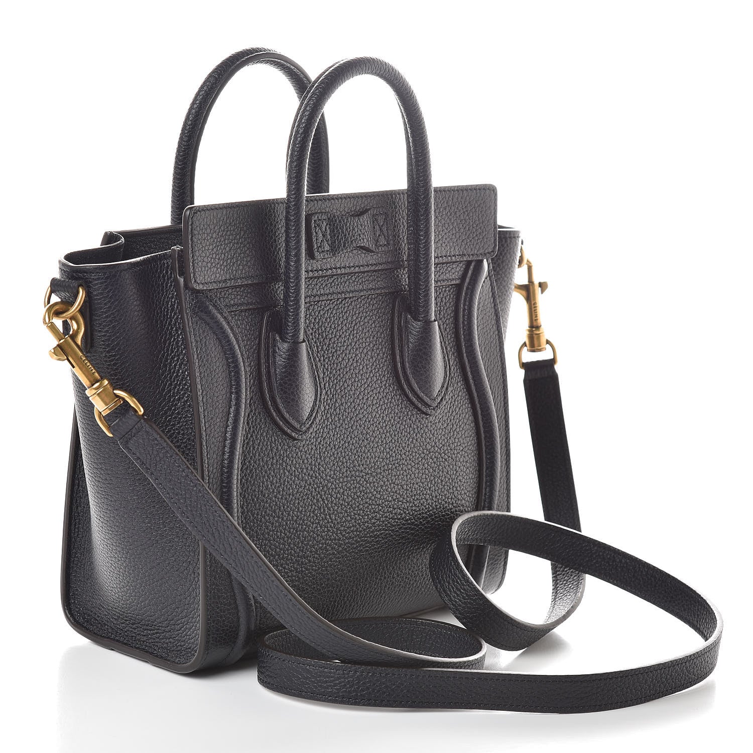 Celine Drummed Calfskin Nano Luggage Midnight 3 of 9