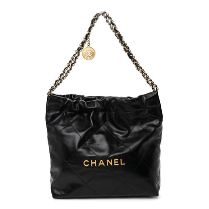 Chanel Shiny Calfskin Quilted Small Chanel 22 Black 1 of 12