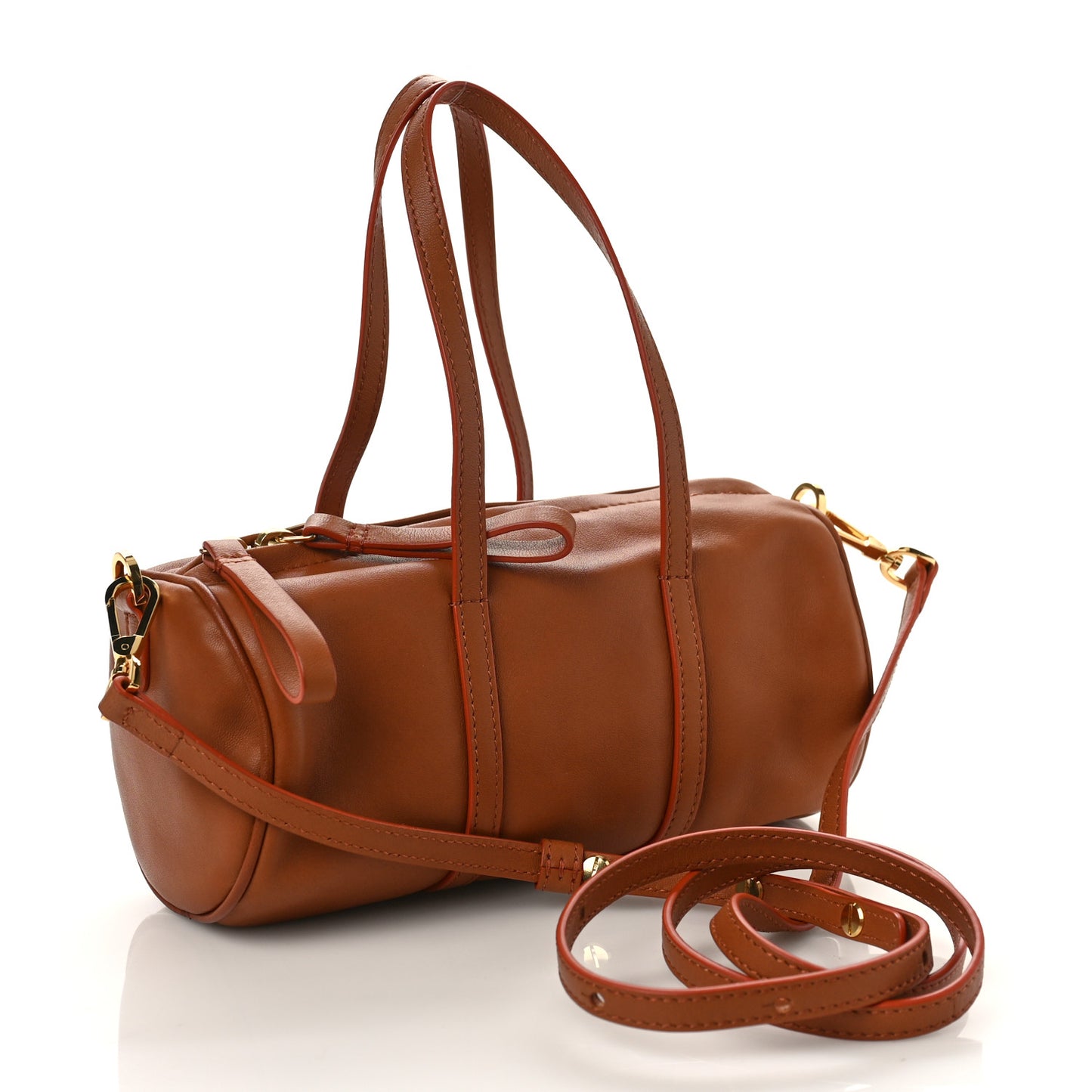 Pebbled Calfskin Mini Mini Duffel Bag Saddle